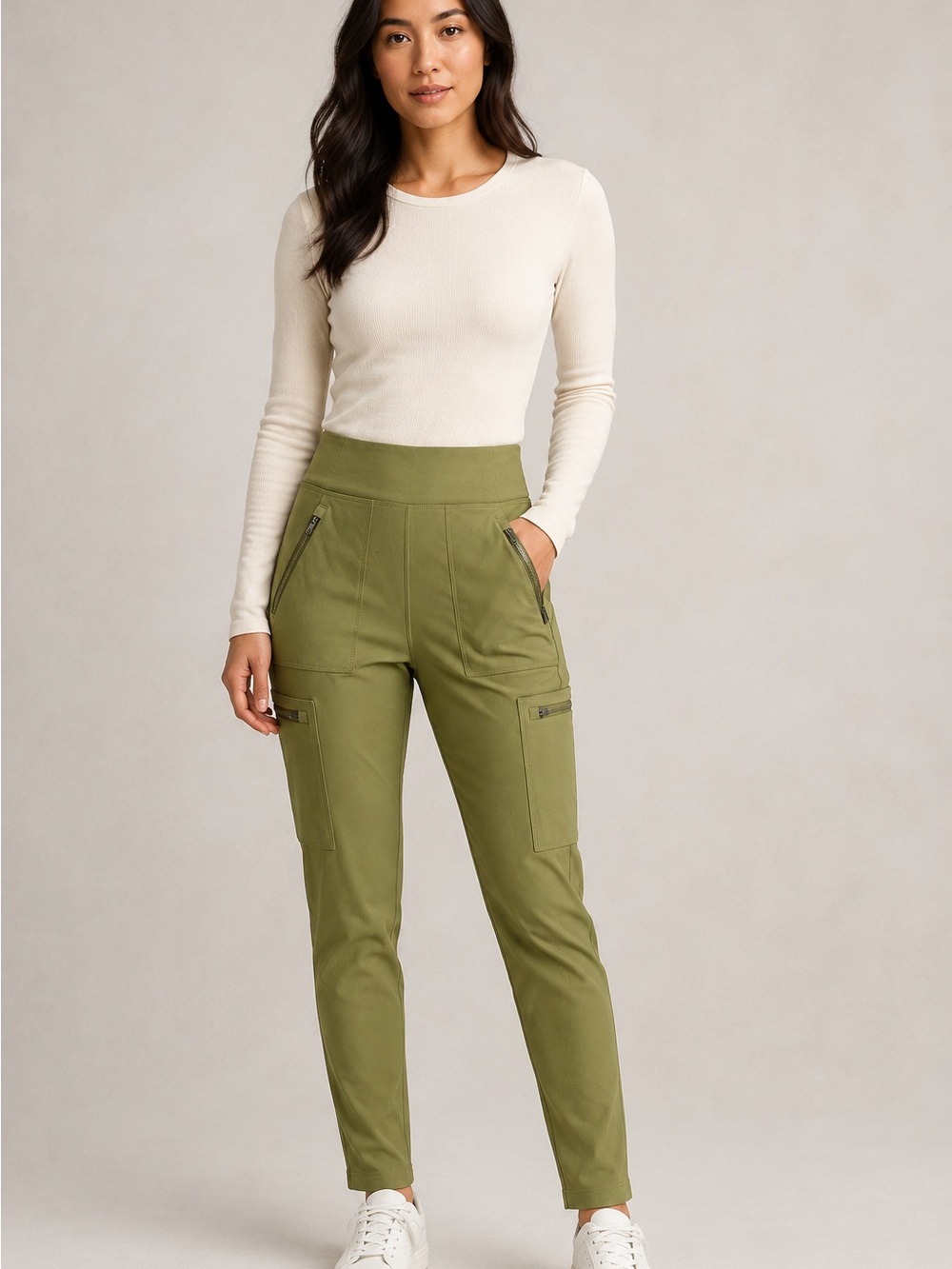 Athleta Olive Green High-Rise Cargo Joggers Retail $ 119 size 6